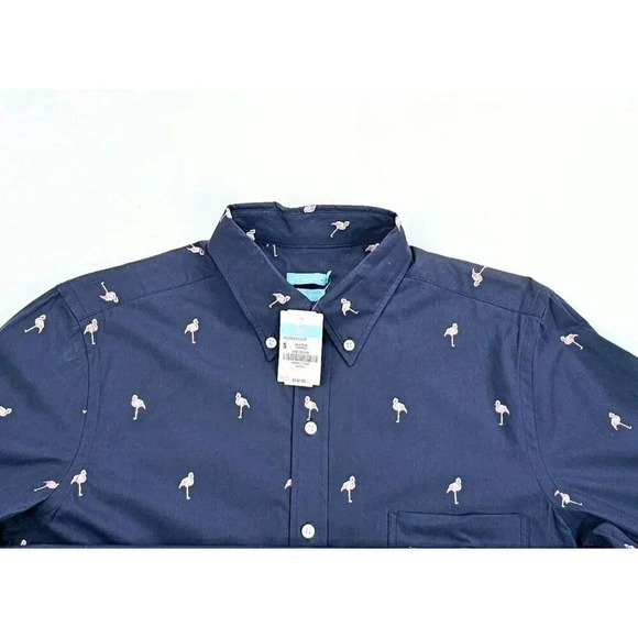 J. Mclaughlin Modern Fit Size Small Men Mavy Pink Flamindo Button Down Shirt NWT - Picture 10 of 10